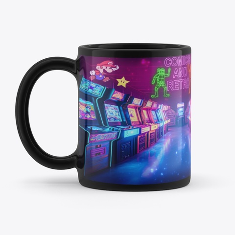 Comics And Retro Arcade Mug Black áo T-Shirt Front