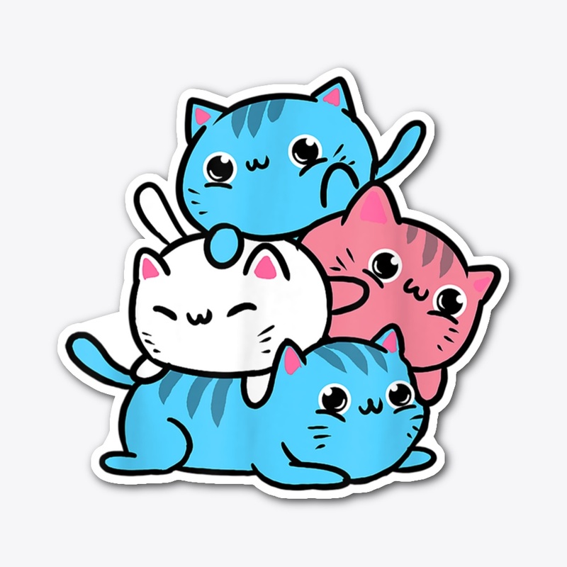 LGBTQ: TRANS CAT PILE STICKER