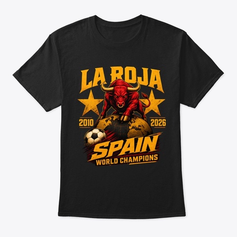 Spain Football World Champions T Shirt Black T-Shirt Front