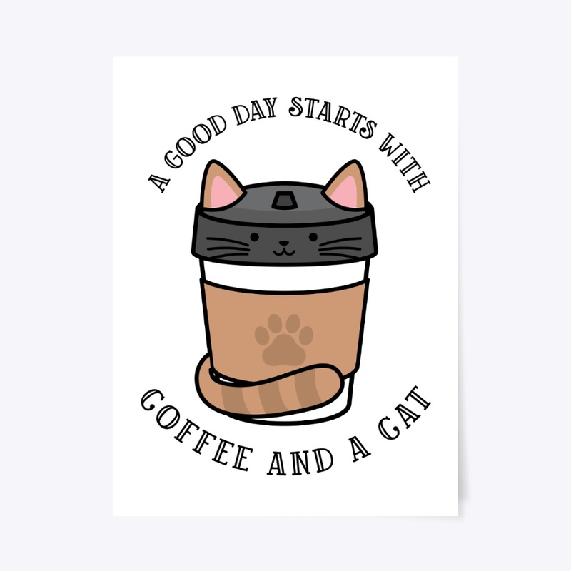 A good day starts with coffee and a cat