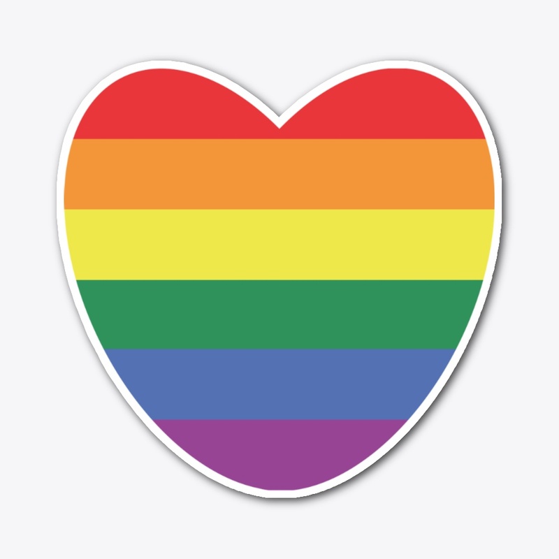 THE 6 COLOR PRIDE FLAG HEART STIKER
