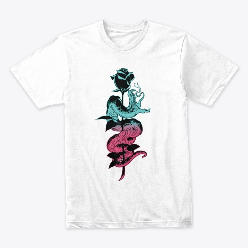 Snake and Rose Tattoo, teal/pink Variant