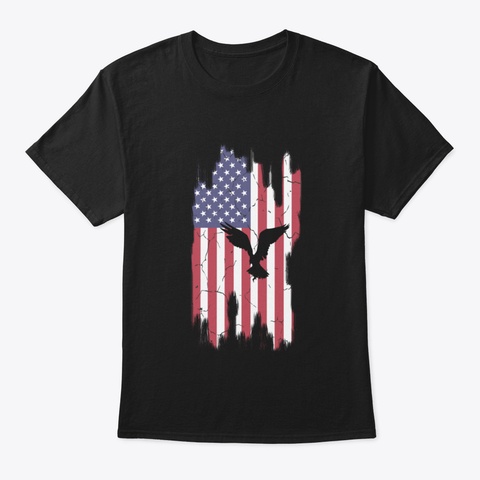 American Flag Eagle Vintage Vintage 4 Th  Black T-Shirt Front