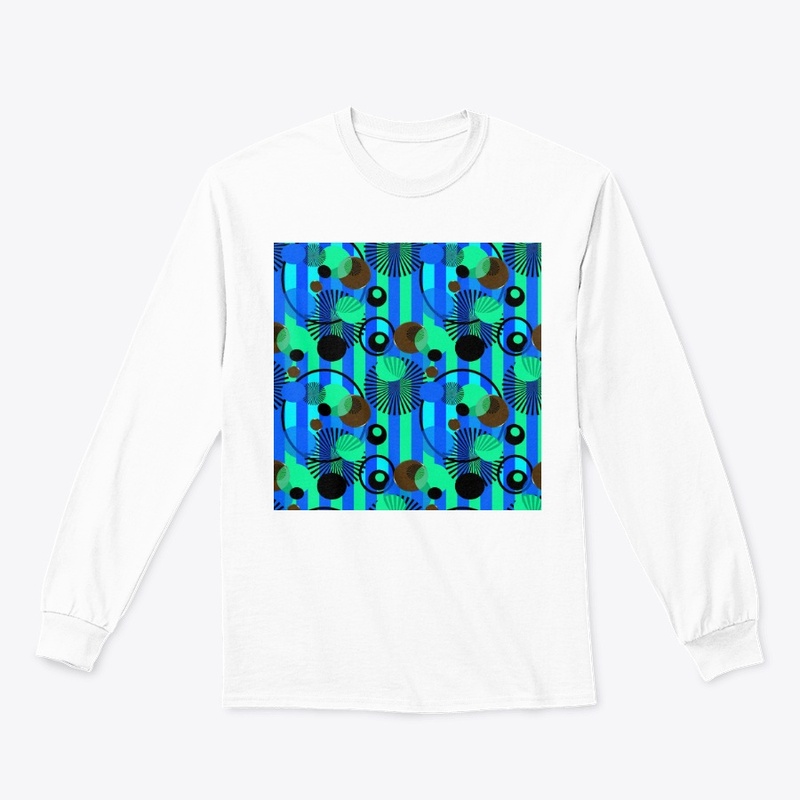 Blue Green Stripes and Dots