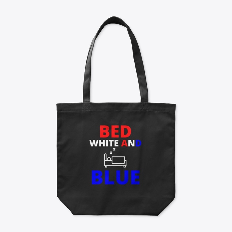 Bed white and blue funny independence na