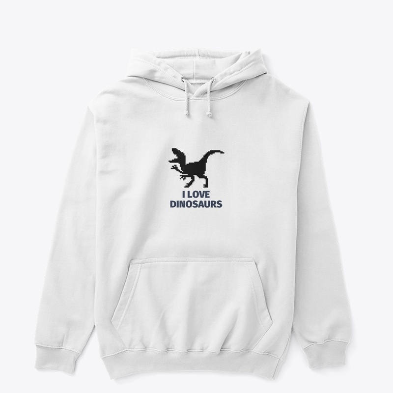 Pixel Art Dinosaur 7 White