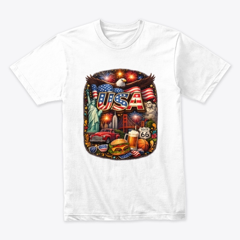 USA Freedom Collage Graphic T-Shirt