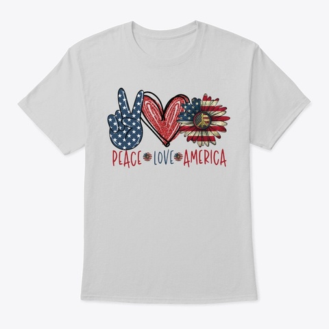 Peace Love America Light Steel T-Shirt Front
