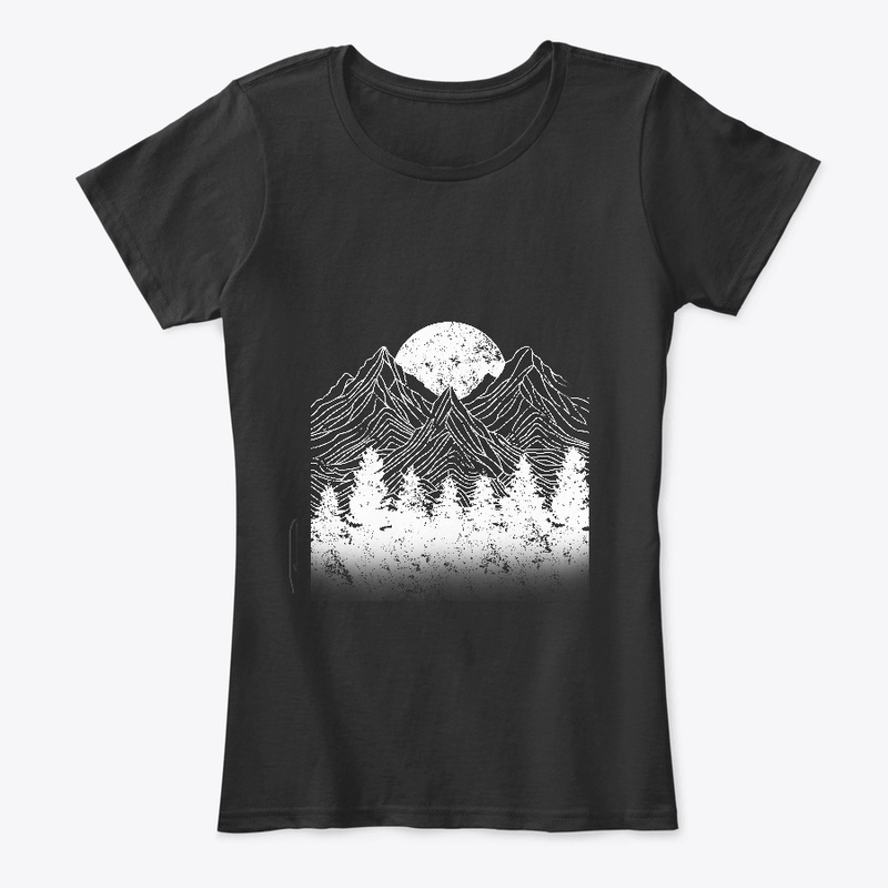 Mountain Moon Line Art Nature Camping