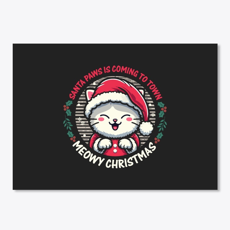 Santa paws is coming, Meowy Christmas