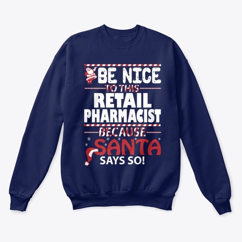 Retail Pharmacist Christmas Sweater Navy  T-Shirt Front