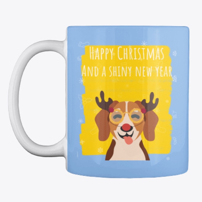 Happy Christmas and new year, happy dog