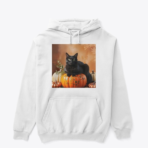 Pumpkin Cat White T-Shirt Front
