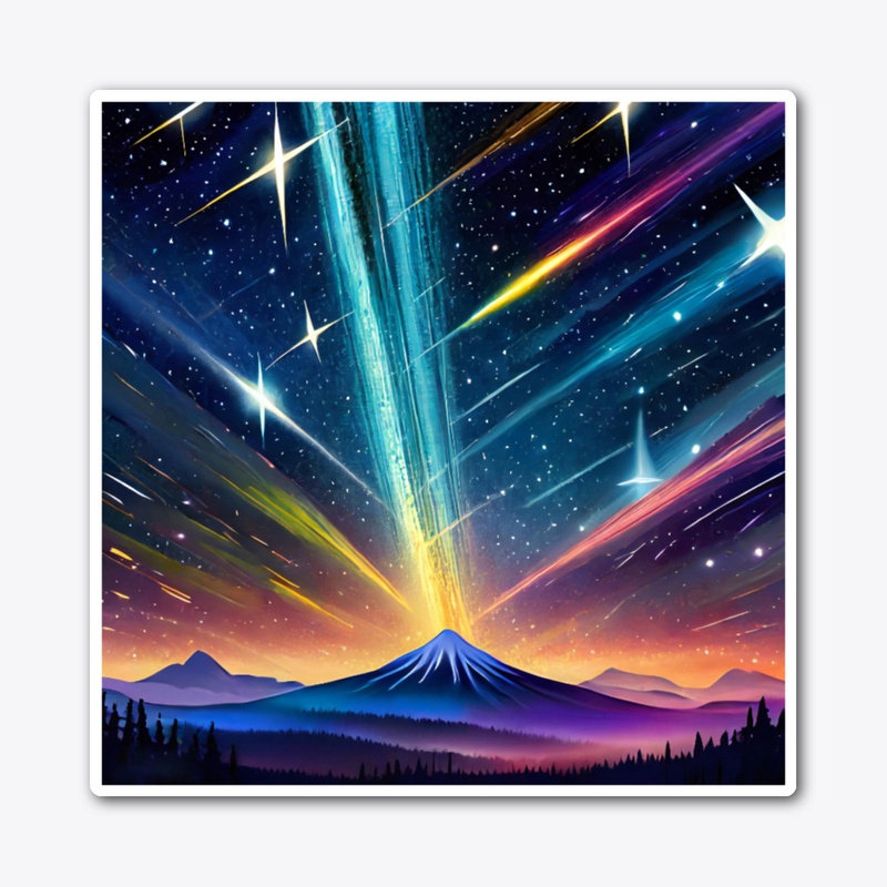 A mountain with shining lights