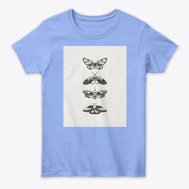 Silent Wings – Black Ink Moth Design
