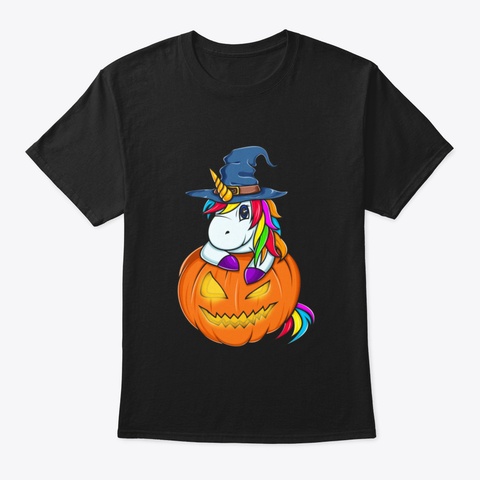 Funny Halloween Jack O Lantern Unicorn P Black T-Shirt Front