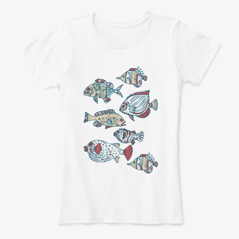 Linocut Tropical Fishes