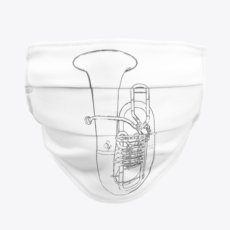 F Tuba Face Mask-Black Outline