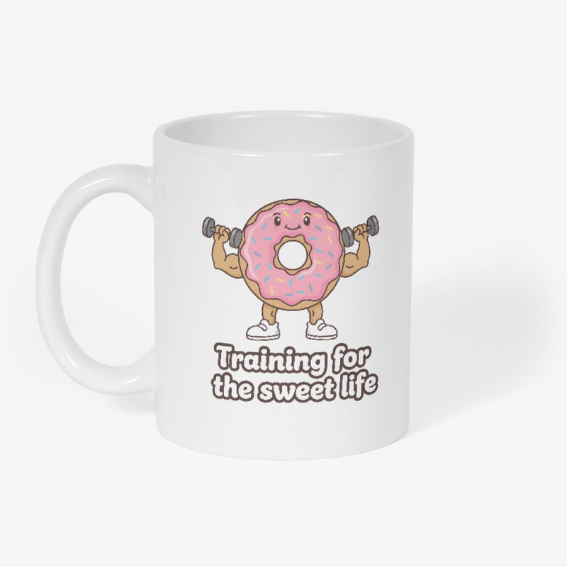 Donut lifting dumbbells, funny fitness