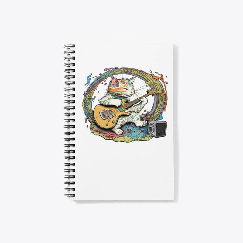 Retro vintage electric guitar cat