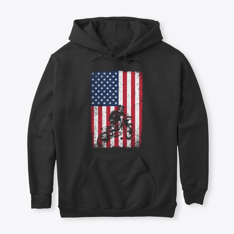 Dirt Bike Motocross American Flag