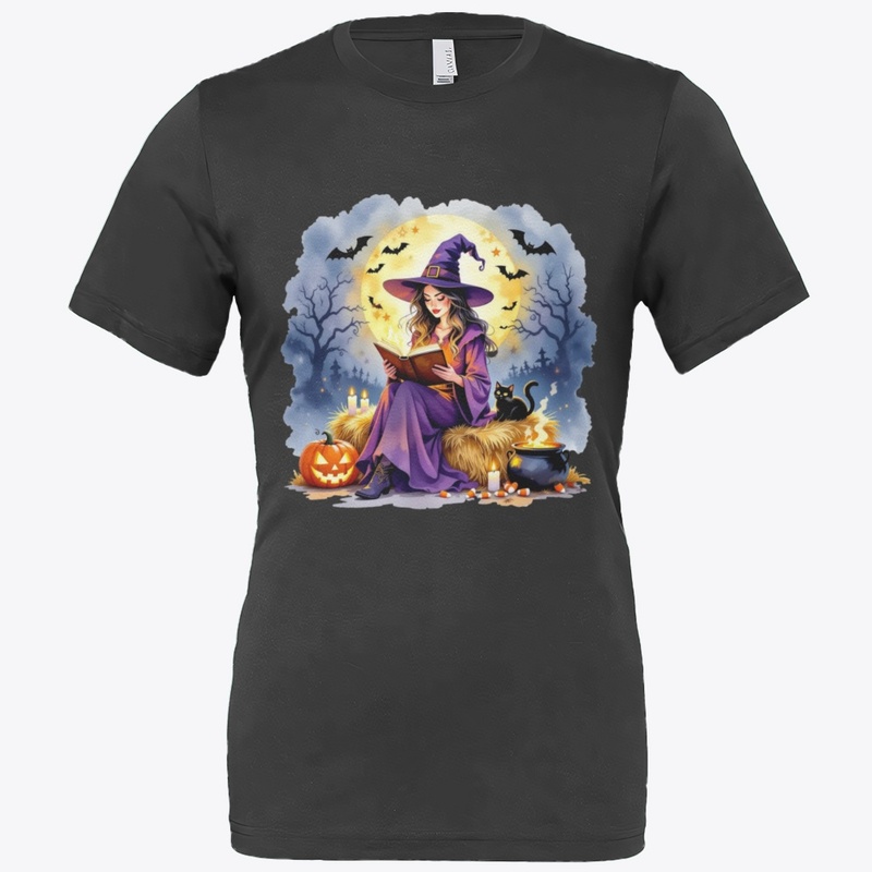 Magical Halloween Witch Reading on Hay