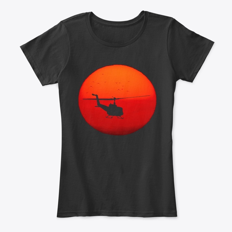 Vietnam Helicopter Sunset slim fit shirt