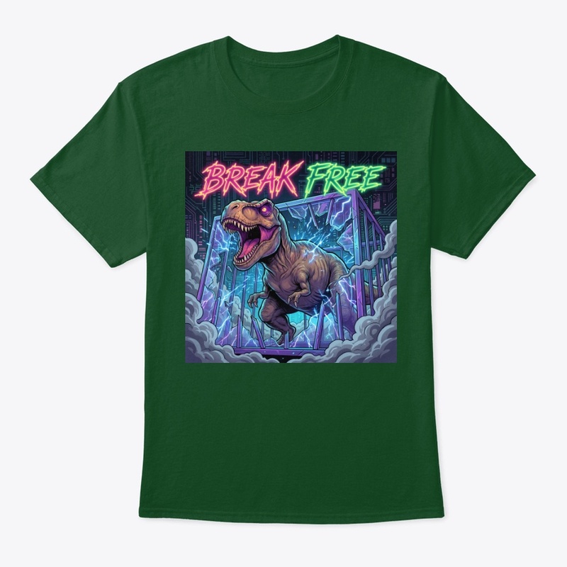 Neon Synthwave T-Rex Break Free
