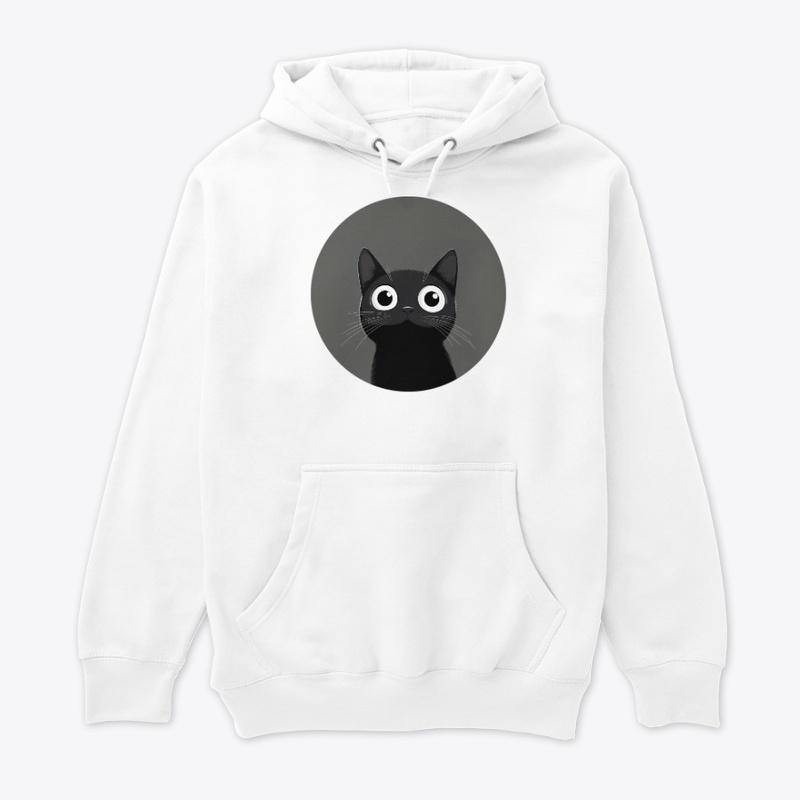 Cute Black Cat on Gray Moon
