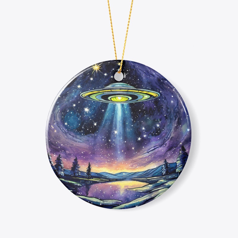 A UFO flying above a landscape