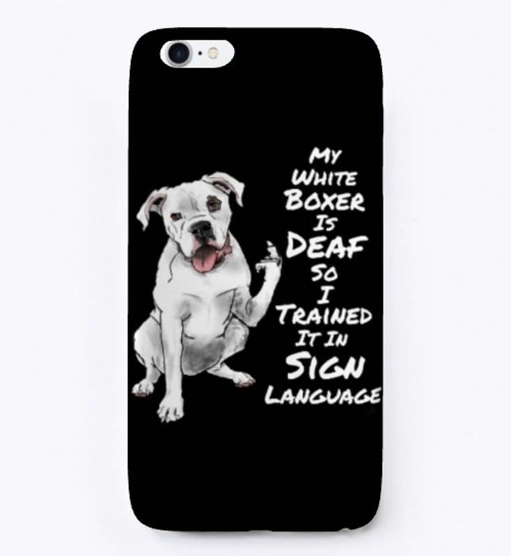 White boxer dog Deaf learn sign language
