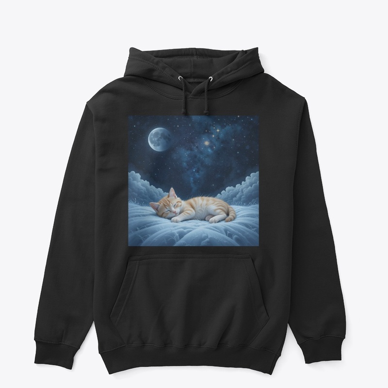 Baby cat sleeping under the night sky
