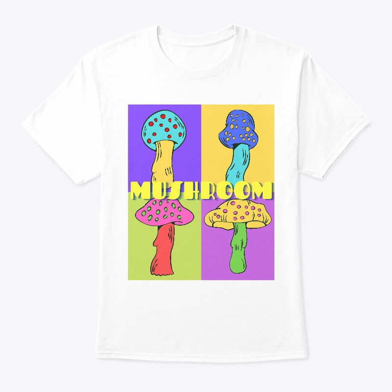 Cute neon pastel four mushroom collage