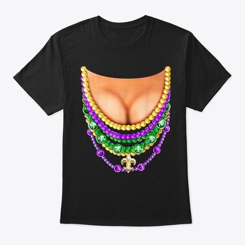 Mardi Gras Breast Shirt Mardi Gras Boob  Black T-Shirt Front
