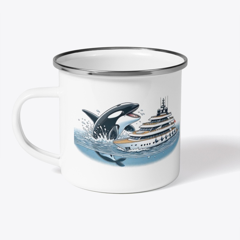 Orca Whales Against Boats