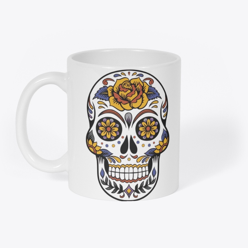 skull and flowers 