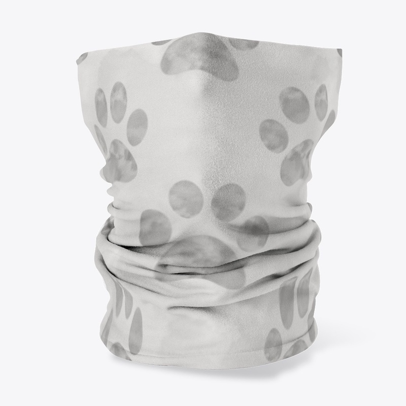 Grey Paw Print Neck Gaiter