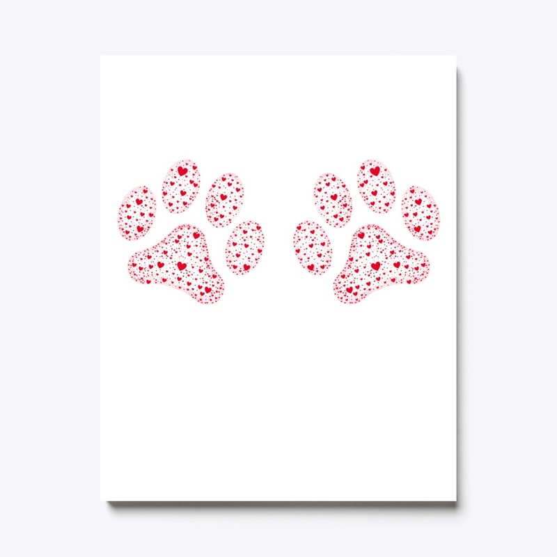 Red Animal Paws with Hearts