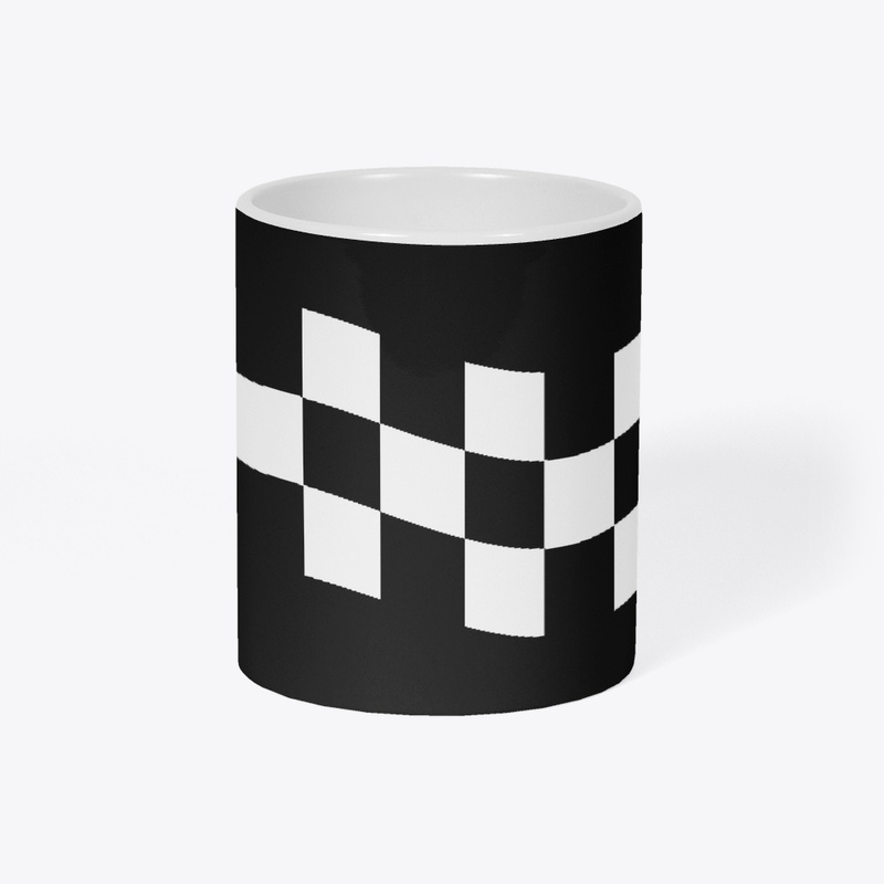 White on Black Checker Flag Mug