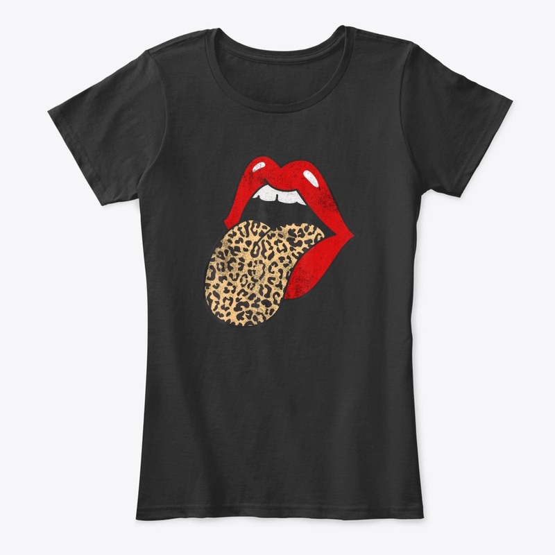 Red Lips Leopard Tongue Trendy Animal