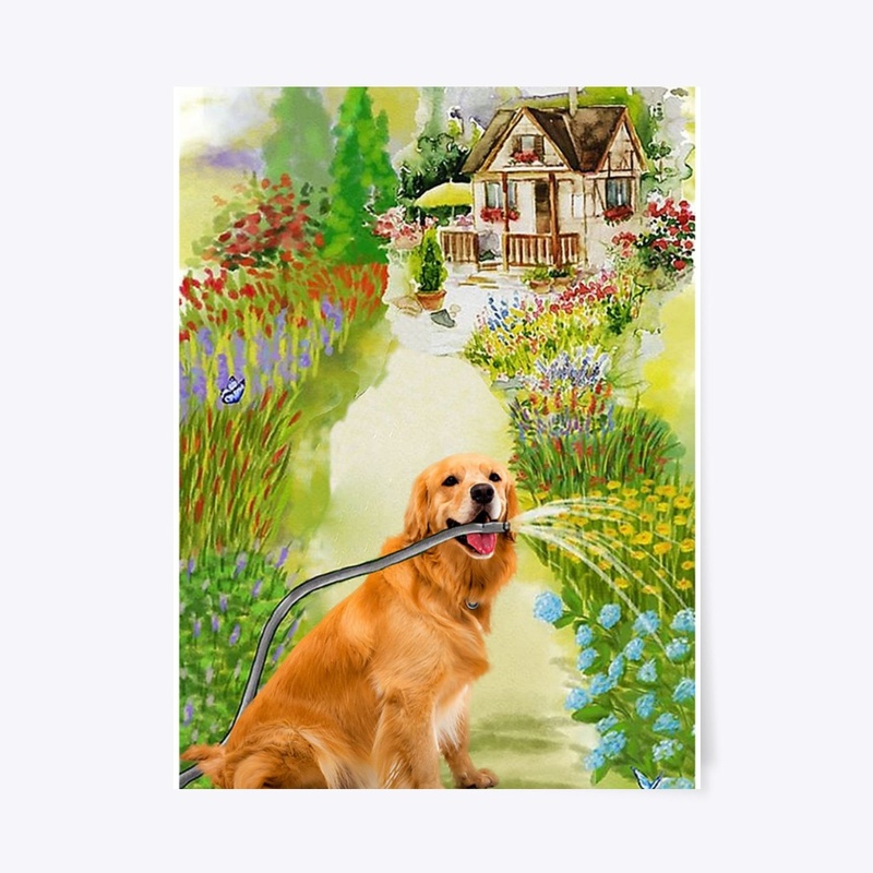 Peace Garden With Golden Retriever