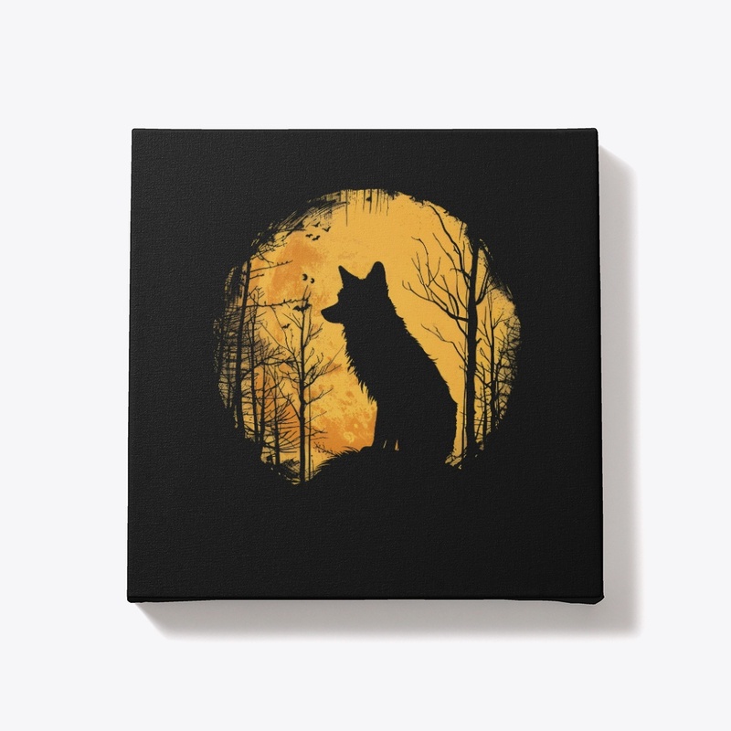 Vintage Fox Retro Moon Halloween