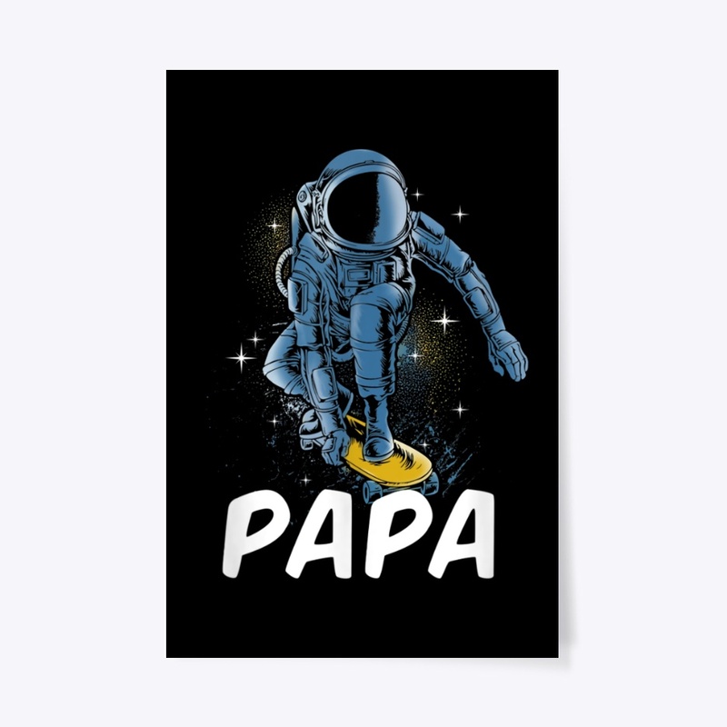 Astronaut Skateboarding  Papa