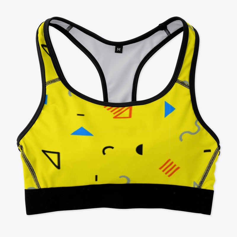 Gematrical Pattern Yellow Sport Bra