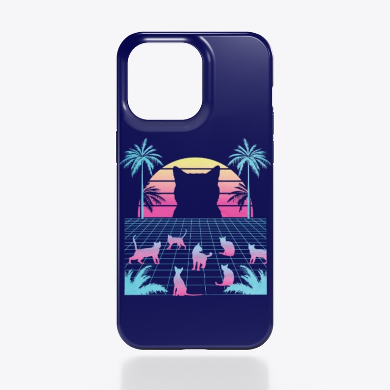 Retro Vaporwave, Cats in Sunset Paradise