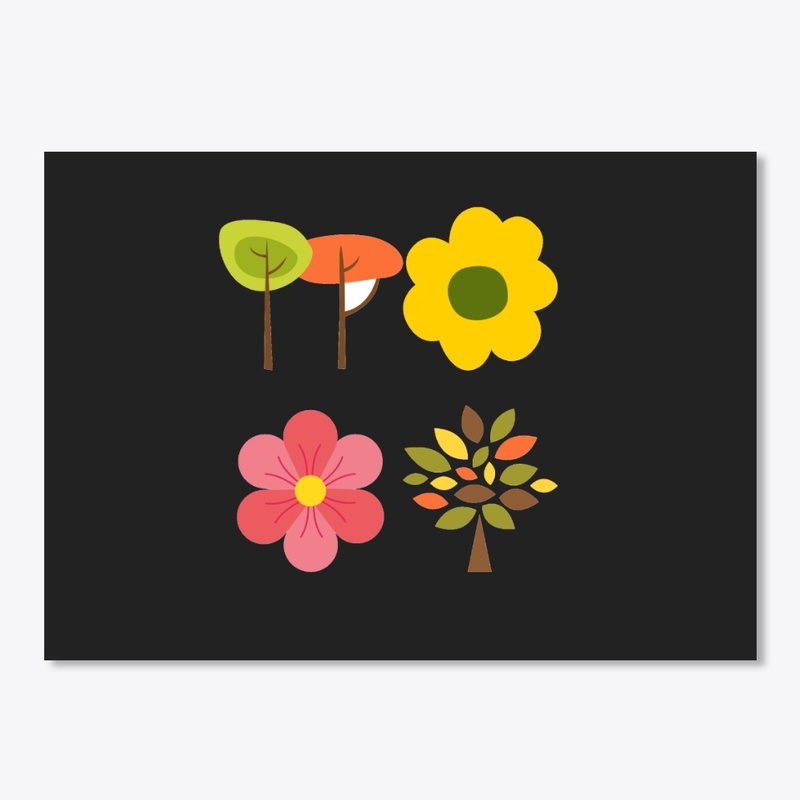 Colorful flowers and trees