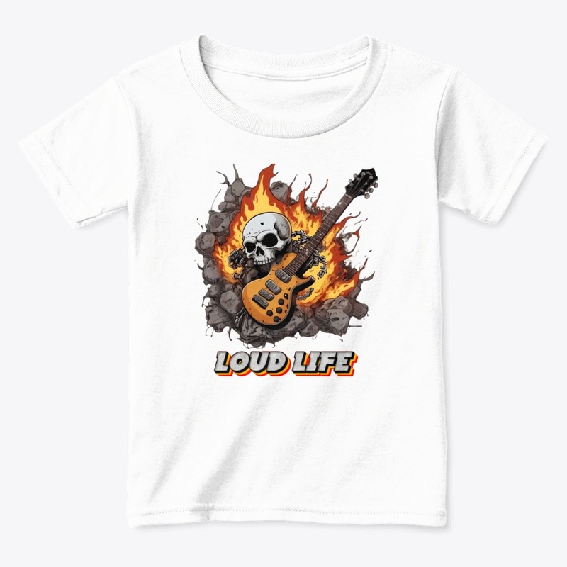 Loud Life – Rock Guitar Skull Flame Art