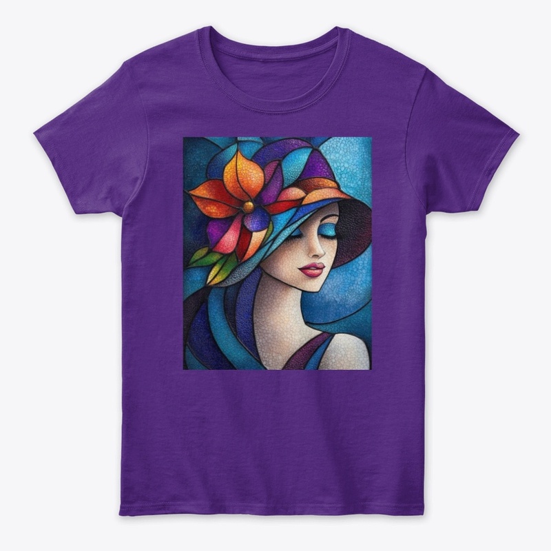 Floral Hat, Stained Glass image women Te