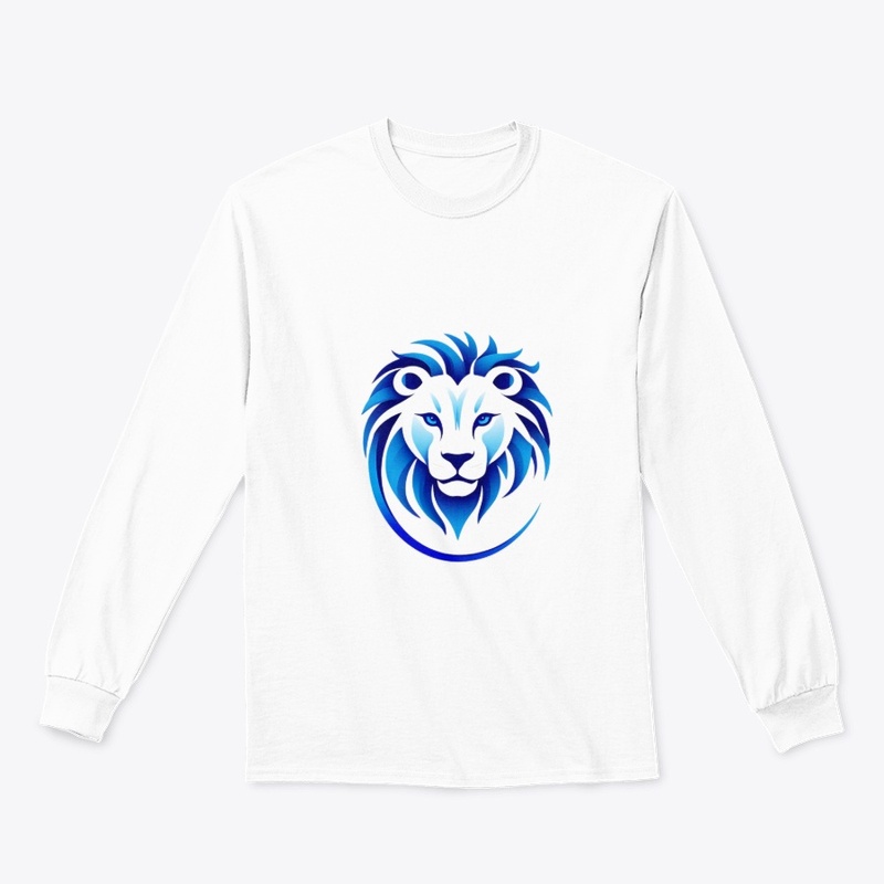 Majestic Blue Lion Head T-Shirt Design