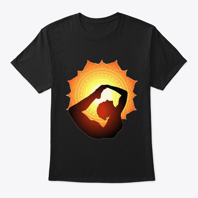 Yoga Poses with sunrise mandala design